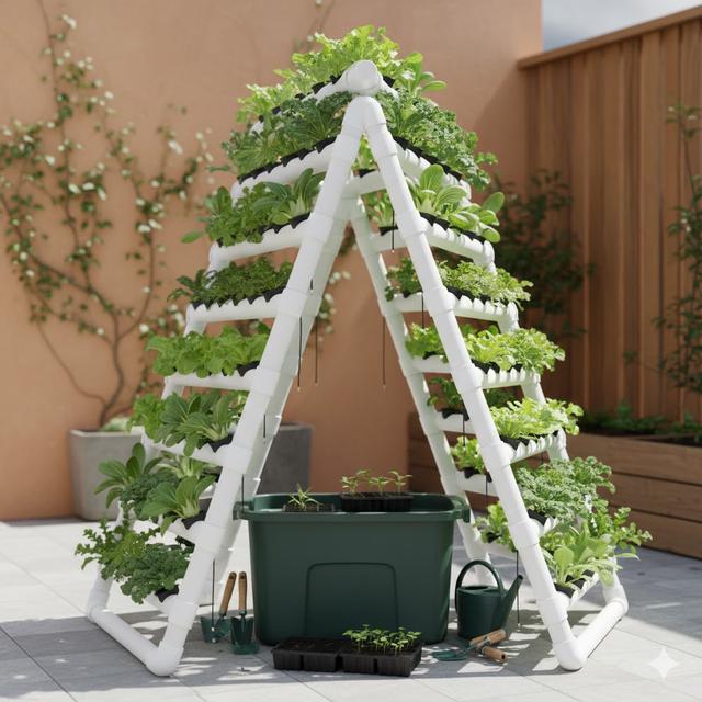 Model A-Frame (Segitiga) Hidroponik (Gemini AI)