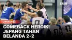 Jepang berhasil mencuri satu poin dramatis usai menahan imbang Belanda 2-2 pada laga pembuka Grup F Piala Dunia 2026, Minggu. Gol penyeimbang Daichi Kamada pada menit ke-88 membuat ribuan pendukung Samurai Blue bersorak histeris dan menggagalkan keme...