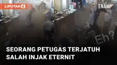 Nasib kurang baik dialami seorang petugas saat berniat memperbaiki instalasi listrik di atas eternit.