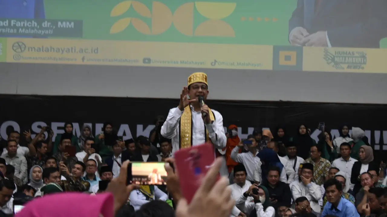 Anies Rasyid Baswedan di Universitas Malahayati, Bandar Lampung. Foto (Liputan6.com/Ardi)