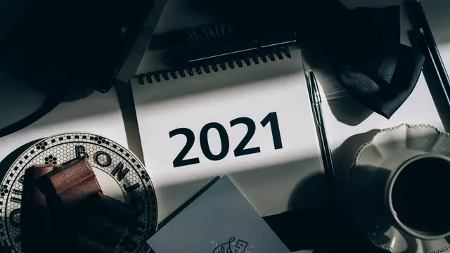 Ilustrasi kata-kata caption, tahun baru 2021