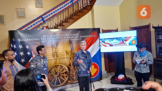 Duta Besar AS untuk Indonesia Sung Y. Kim dalam peringatan Hari Kemerdekaan AS ke-274. (Liputan6.com/Tanti Yulianingsih)