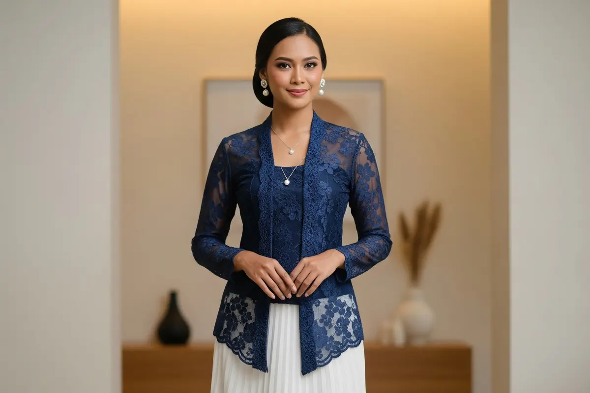 Panduan Memilih Warna Kebaya Rok Plisket yang Paling Cocok untuk Kulit Sawo Matang (Image by Gemini AI)