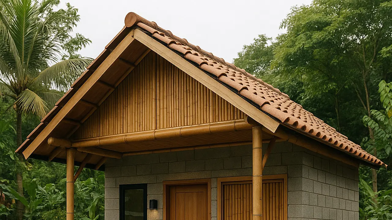 Model Rumah Kecil dari Batako dan Bambu yang Murah tapi Elegan