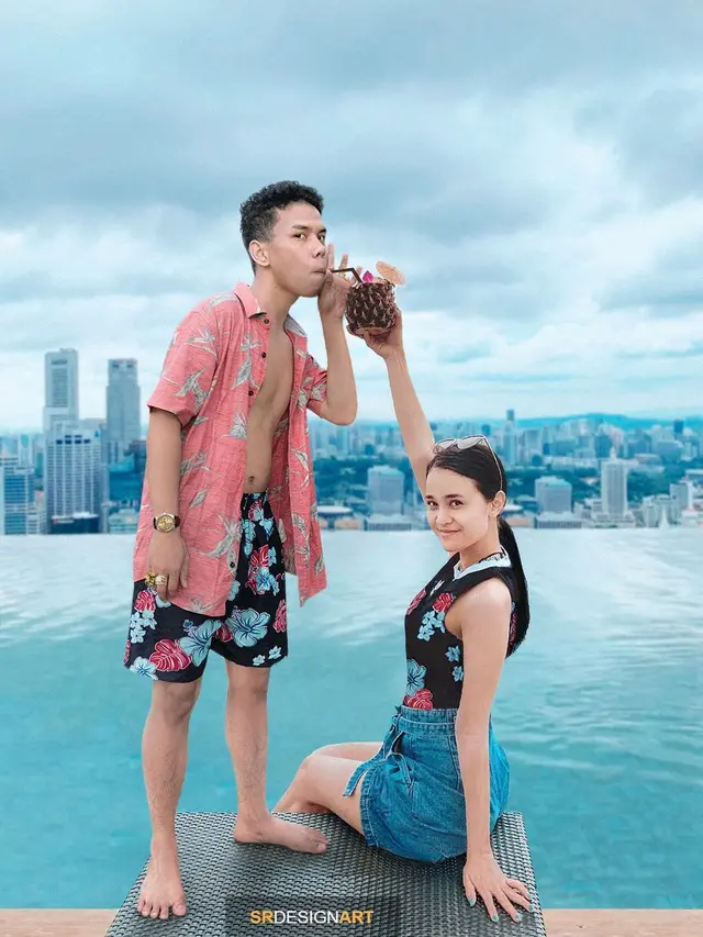 6 Editan Foto Pria Lagi Liburan Bersama Aktris Hits Ini Kocak
