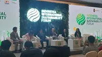 Deputi Bidang Koordinasi Infrastruktur dan Transportasi Kemenko Marves, Rachmat Kaimuddin dalam Konferensi Pers Indonesia Internarional Sustainability Forum 2024, di JCC Senayan, Jakarta, Kamis (5/9/2024). (Arief/Liputan6.com)