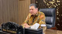 Menteri Koordinator Bidang Perekonomian Airlangga Hartarto saat menyampaikan keynote speech secara virtual dalam acara ASEAN Climate Forum 2023.