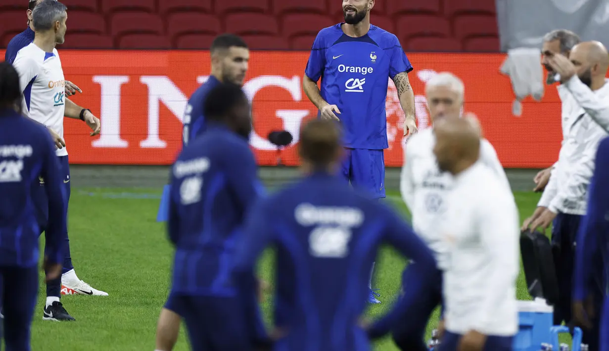 Prancis akan bertandang ke Amsterdam untuk menghadapi Belanda di Johan Cruijff Arena, Sabtu (14/10/2023) pukul 01.45 WIB. (Kenzo TRIBOUILLARD / AFP)