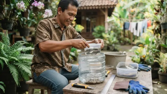Cara Membuat Kolam Ikan Nila Mini dari Galon Bekas
