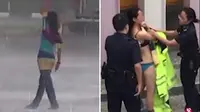 Seorang wanita berusia 39 tahun terlihat menari-nari di pusat kota dalam keadaan telanjang. 