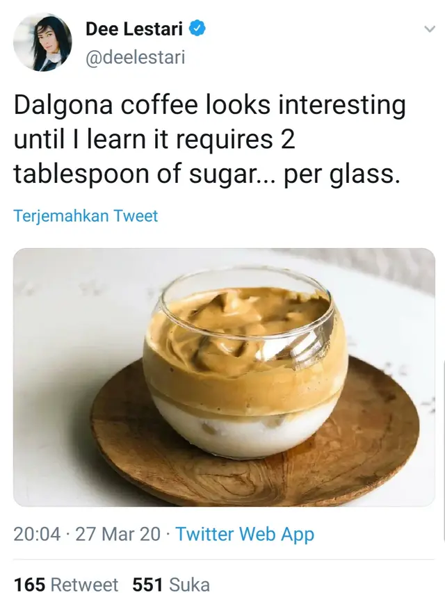 Unggahan Dewi Lestari. (Foto: Twitter @deelestari)