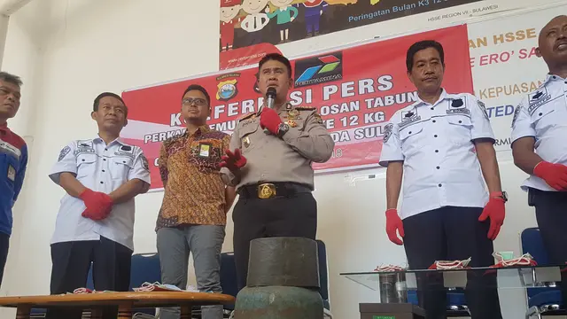 Polda Sulsel ungkappengplosan tabung Elpiji (Fauzan/Liputan6.com)