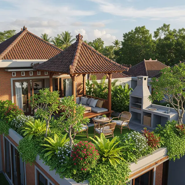 Desain Rumah Kecil dengan Rooftop Garden