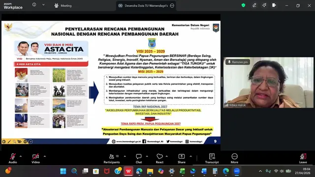 Wamendagri Ribka Haluk Minta RKPD 2027 Papua Pegunungan Selaras dengan Prioritas Nasional