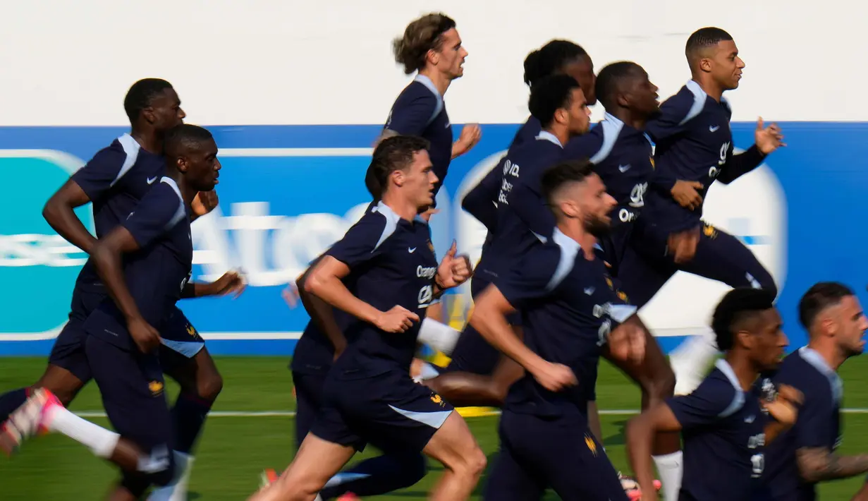 Di babak 16 besar Euro 2024, Prancis akan berhadapan dengan Belgia. (AP Photo/Hassan Ammar)