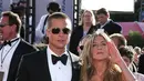 Melansir Ace Showbiz, seorang sumber mengatakan pertemuan Pitt dan Jenn di acara ini merupakan kabar yang terdengar baik. Pasalnya, di sini Jimmy emmang punya hubungan yang baik dengan keduanya. (AFP/CARLO ALLEGRI)