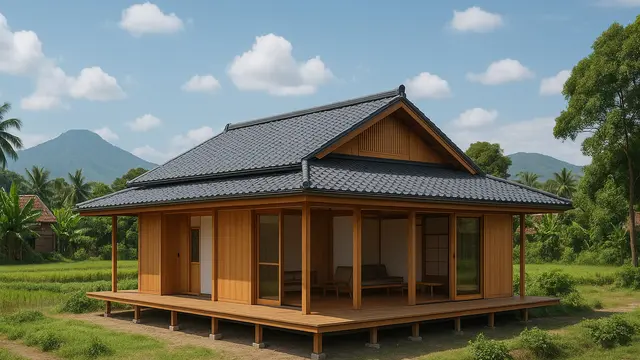 Model Rumah Sederhana Gaya Jepang Modern di Kampung/via AI