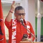 Sekretaris Jenderal DPP PDI Perjuangan (PDIP) Hasto Kristiyanto dalam pidatonya di momen peresmian Kantor DPC PDIP Kabupaten Pacitan, Jawa Timur, Rabu (20/11/2023). (Foto: Dokumentasi PDIP).