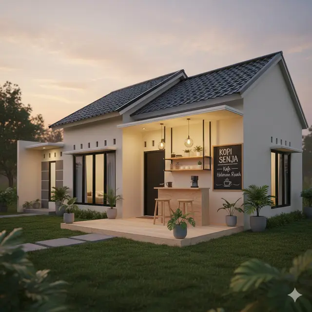 7 Model Rumah 1 Lantai dengan Warung Kopi Kecil di Teras, Inspirasi Hunian Fungsional yang Estetik