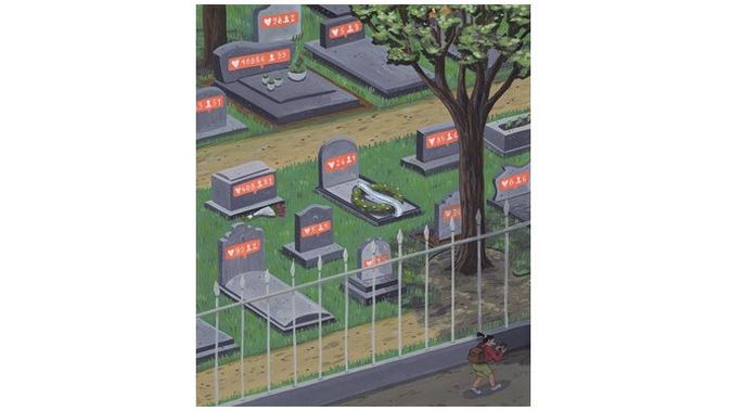 Ilustrasi sindir kehidupan manusia zaman sekarang (Sumber: Instagram/@brechtvandenbroucke)