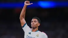 Pemain Real Madrid Jude Bellingham beraksi dalam laga La Liga Spanyol antara Real Madrid vs Real Sociedad di Madrid, Spanyol, Rabu, 26 Agustus 2026. (AP Photo/Manu Fernandez)