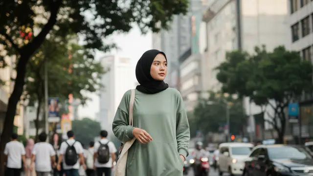 Gamis Warna Sage Green Elegan