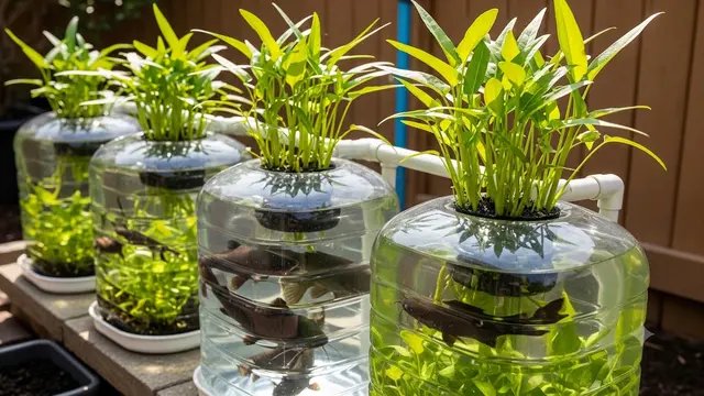 Inspirasi Galon Bekas untuk Tanam Kangkung Sekaligus Ternak Lele/AI Generated