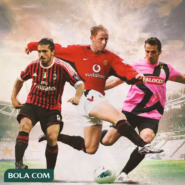 Ilustrasi - Nicky Butt, Alessandro Del Piero, Gennaro Gattuso