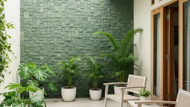 Model Teras Rumah Desa yang Terlihat Modern Hanya dengan Cat dan Batu Alam
