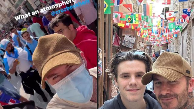 David Beckham nonton Piala Dunia 2022. (Instagram/ davidbeckham)