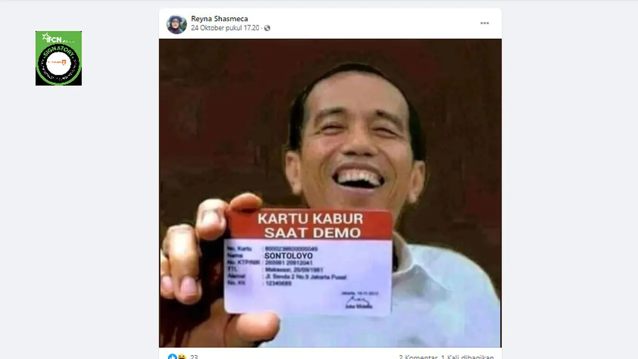 Penelusuran Klaim Foto Jokowi Memegang Kartu Kabur saat Demo