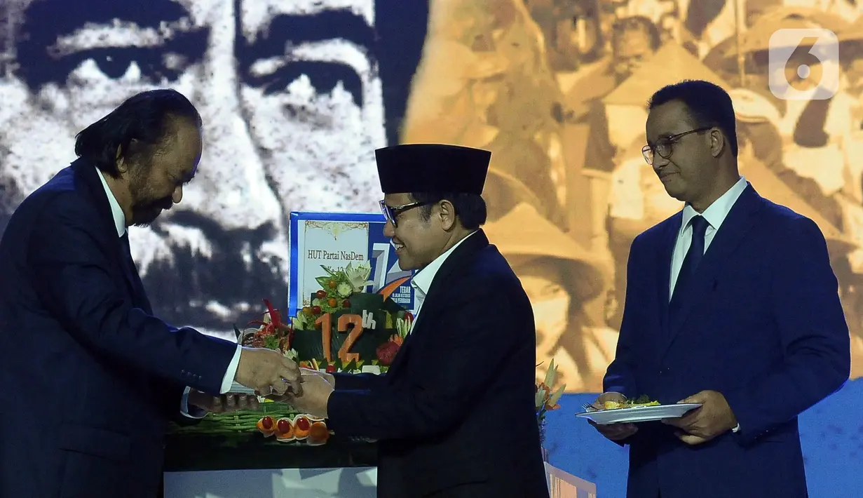 Perayaan hari jadi Nasdem juga diikuti elite partai, caleg DPR-DPRD, dan pengurus partai dari tingkat DPP hingga DPC. Perwakilan partai lain dari Koalisi Perubahan juga terlihat hadir dalam acara, seperti Wakil Ketua Umum PKB Jazilul Fawaid. (merdeka.com/Imam Buhori)