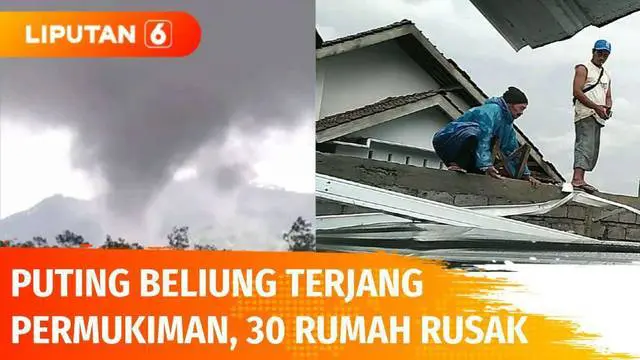 Sedikitnya sebanyak 30 rumah warga rusak akibat terjangan angin puting beliung yang melanda permukiman di Lereng Gunung Sumbing, Desa Gunungsari, Magelang. Kencangnya hembusan angin membuat atap rumah warga yang terbuat dari seng terlepas.