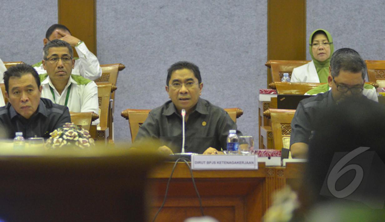 Rapat bersama Komisi IX DPR RI membahas grand design kebijakan dan program BPJS Ketenagakerjaan, Jakarta, Senin (26/1/2015). (Liputan6.com/Andrian M Tunay)