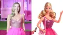 Masih dalam event yang sama, ia mengganti pakaiannya dengan sparkly dress pink berdetail bodice dan fluffy skirt  rancangan Versace.