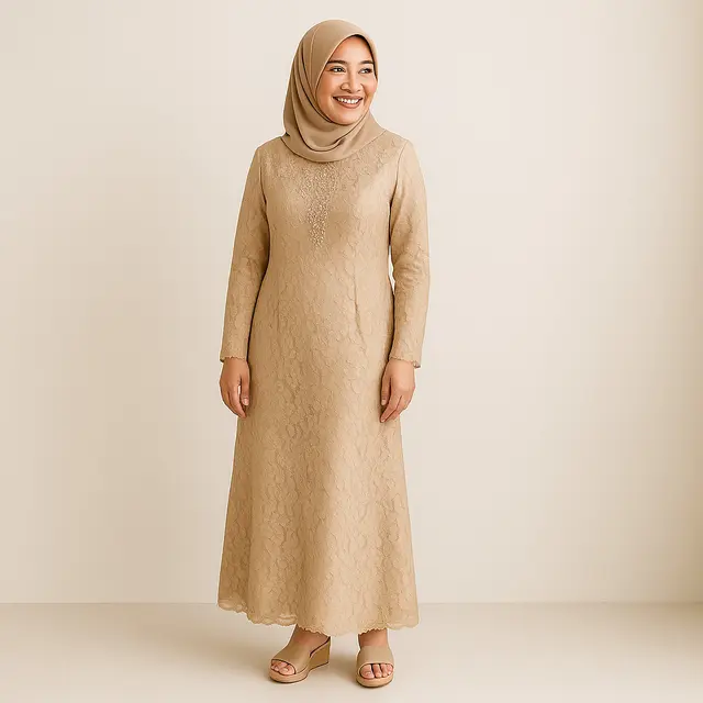 Rekomendasi Gamis Brokat di Dada untuk Ibu-Ibu Usia 40 Tahun/via AI