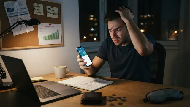 Buatkan foto tanpa teks dengan orientasi landscape rasio 1280:720 yang menampilkan Ciri Orang yang Selalu Cek Saldo Rekening Tiap Hari Menurut Psikologi sesuai deskripsi berikut: