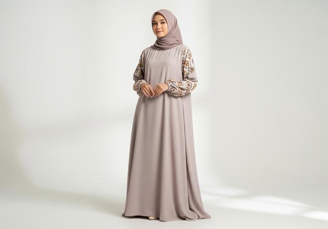 Gamis Tunik dengan Sentuhan Motif Etnik Modern/Model Gamis Tunik Ala Gen Z untuk Ramadhan 2026 (Sumber; gemini.com)