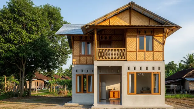 Desain Rumah 2 Lantai Budget Rp75 Juta di Desa/Gemini AI