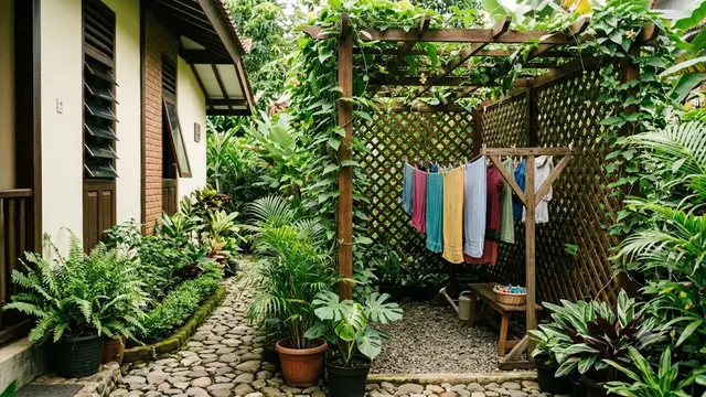 10 Ide Ruang Jemur Samping Rumah yang Tidak Terlihat dari Depan, Estetik dan Unik