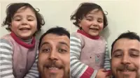 Lelaki di Suriah ajari anaknya permainan agar bisa tertawa saat bom jatuh di sana (Dok.Twitter/@Ali_Mustafa/https://twitter.com/Ali_Mustafa/status/1229335068084142081/Komarudin)