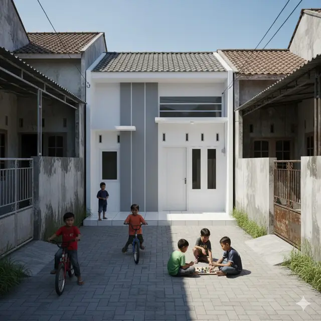 Model Rumah 1 Lantai di Gang Kecil