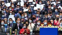 Presiden RI Kelima yang juga Ketua Umum DPP PDI Perjuangan (PDIP) Megawati Soekarnoputri hadiri prosesi pelantikan Presiden Korea Selatan (Korsel) yang baru, Yoon Suk Yeol, pada Selasa (10/5/2022) waktu setempat.