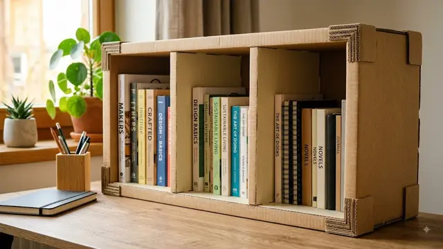 Ide Rak Buku dari Kardus Bekas
