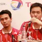 Ganda putra Indonesia Hendra Setiawan/Mohammad Ahsan menargetkan juara di ajang TOTAL BWF World Championships 2015 yang berlangsung di Istora Senayan, Jakarta, 10-16 Agustus. (Humas PP PBSI)