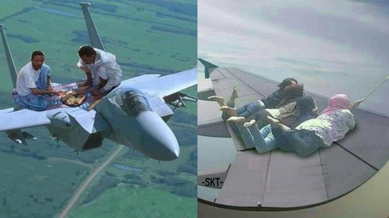 6 Editan Foto Naik Pesawat Ini Gagal Estetik, Nyeleneh Banget