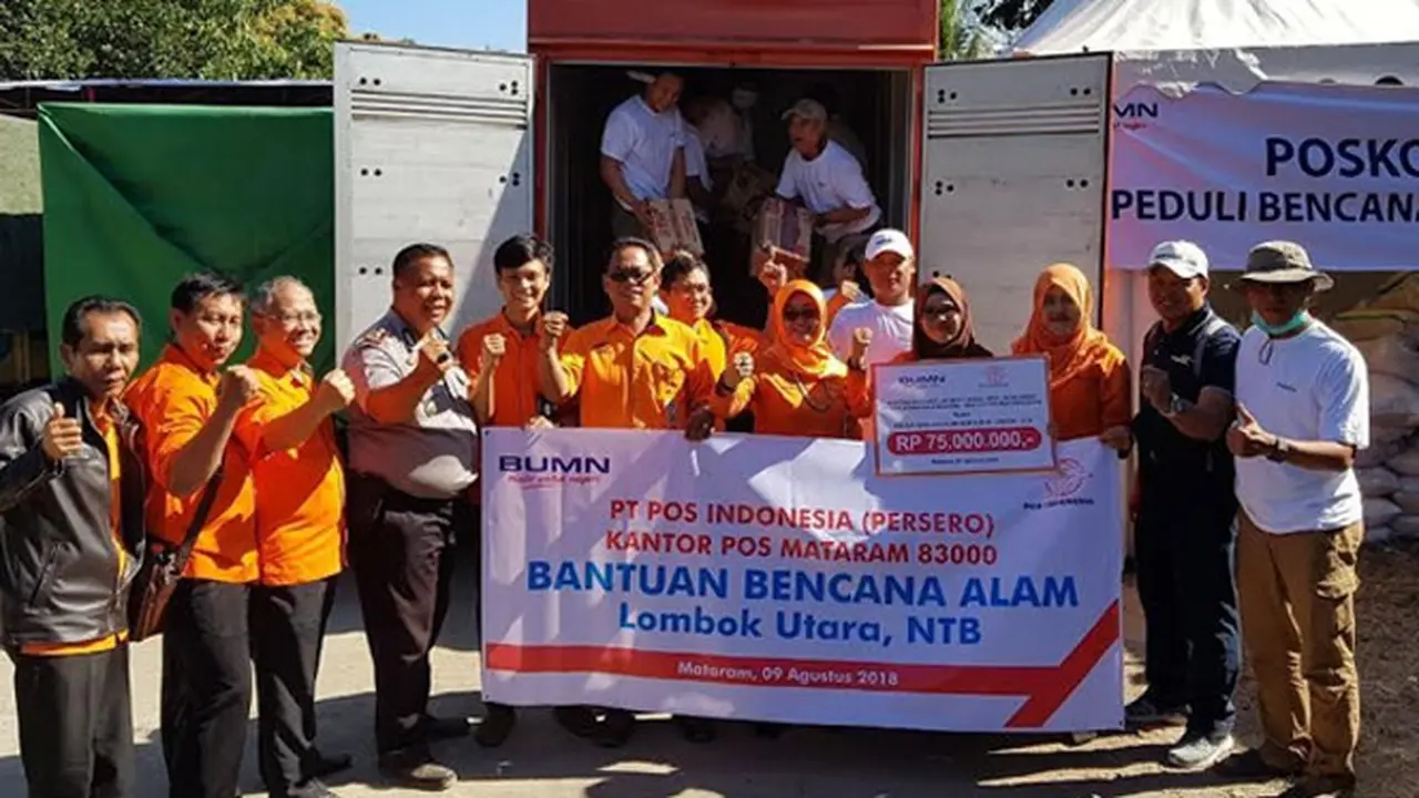 Peduli Korban Gempa Lombok, Pos Indonesia Saluran Paket Logistik dan Bantuan