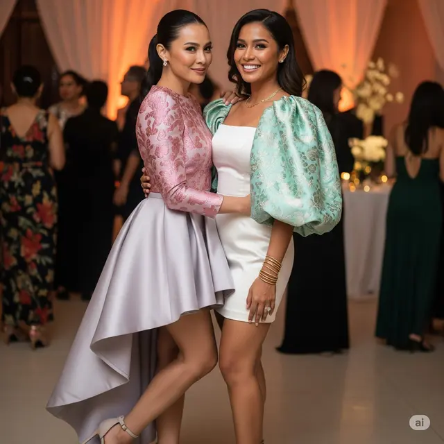 Model Brokat Pesta Kombinasi Satin Warna Pastel Terbaru 2025. Foto: Gemini