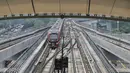 Light rail transit (LRT) Jabodebek akan resmi beroperasi mulai Senin (28/8). (Liputan6.com/Angga Yuniar)