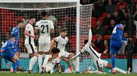 Timnas Inggris menelan kekalahan 1-2 dari Yunani pada laga ketiga UEFA Nations League B 2024/2025 Grup 2 di Stadion Wembley, Jumat (11/10/2024) dini hari WIB. (AFP/Glyn Kirk)